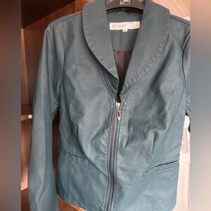 Dark green faux leather jacket